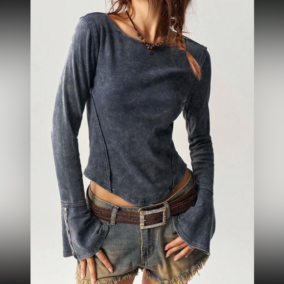 Boho cotton button sleeve detail blouse - Picture 7 of 8